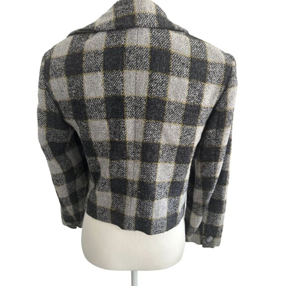 JONES NEW YORK Vintage Gray Plaid Wool Blend Jacket Blazer Size 8 - Picture 10 of 11